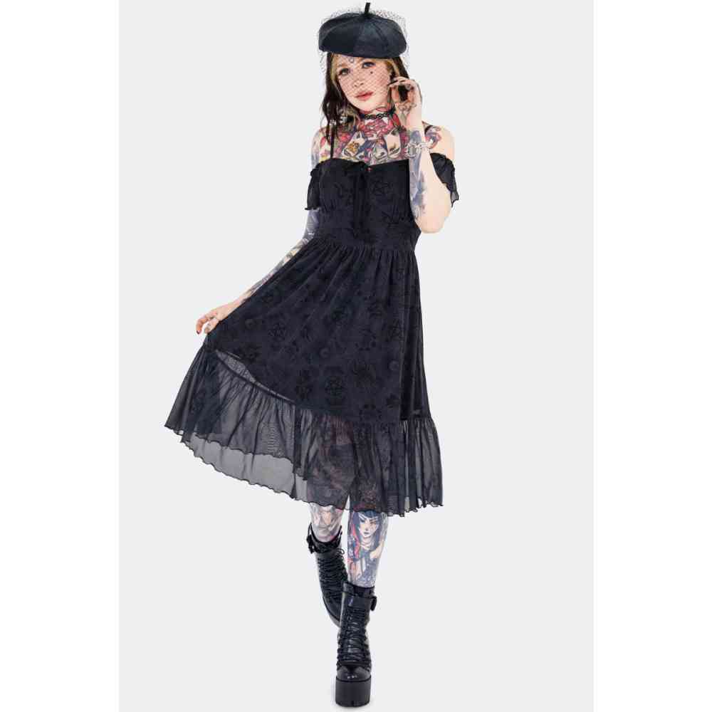 Jawbreaker - Tarot Deck Off Shoulder Lange jurk - Zwart